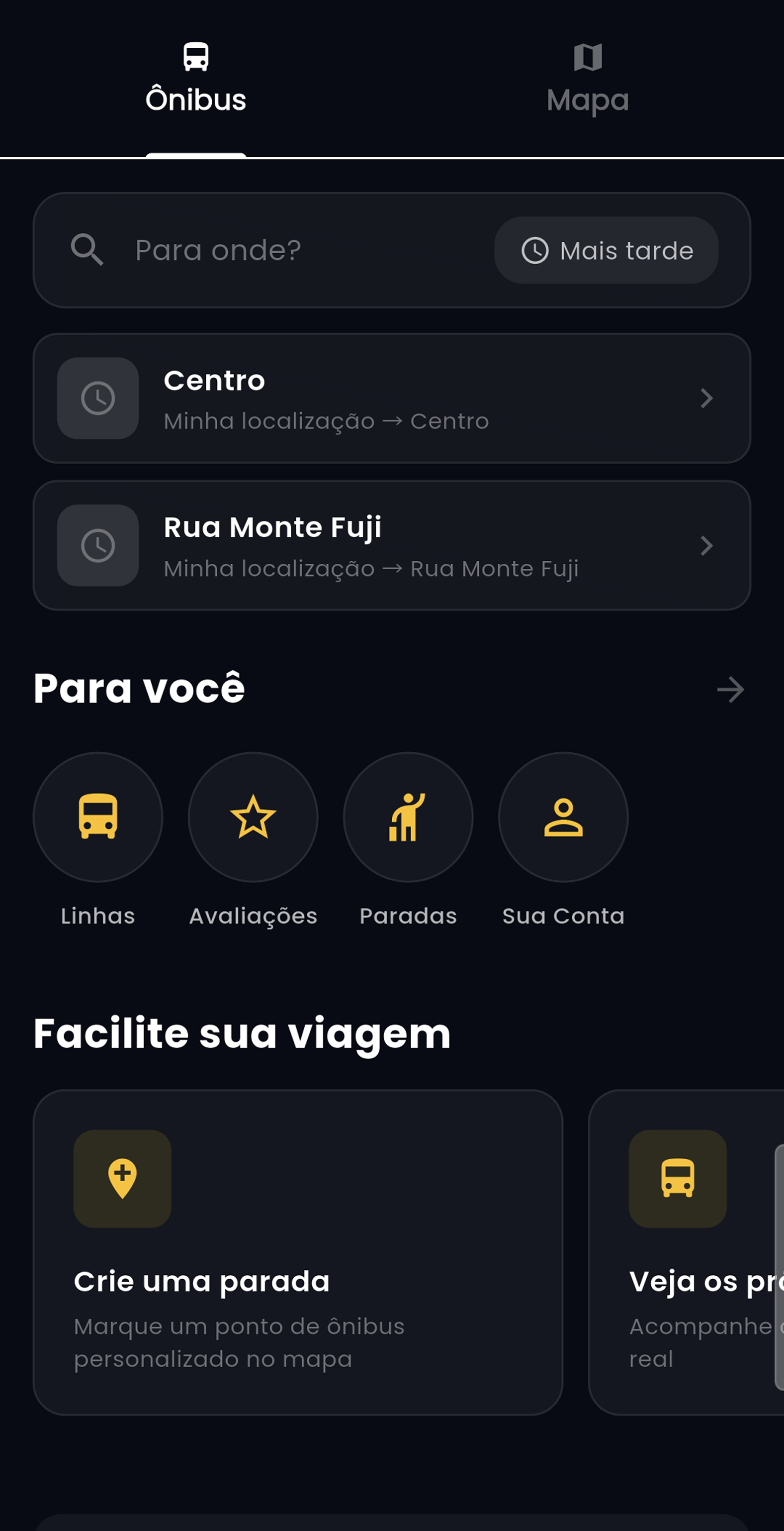 Tela inicial do Transporte Brasil