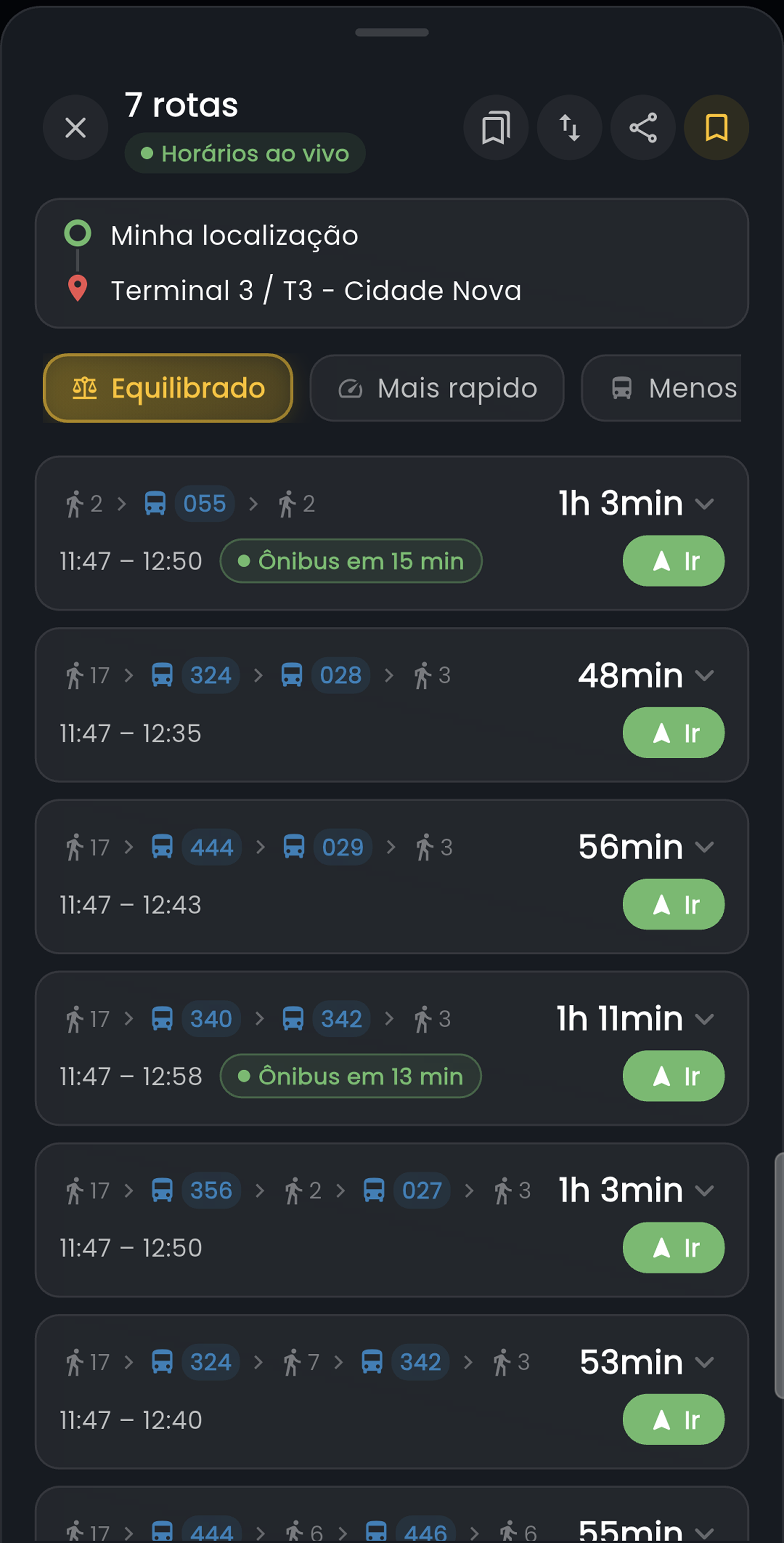 Planejador de rotas do Transporte Brasil